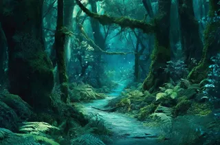 幽暗玄幻的森林插画背景