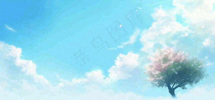 春天蓝色的天空和粉红色的书梦幻场景