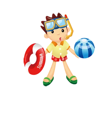 小孩学游泳卡通