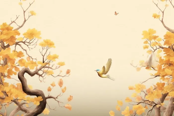 中国风秋季落叶简约背景