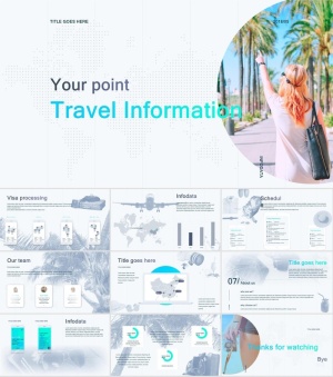 淡雅小清新风格假日旅游度假旅游工作计划总结ppt模板预览图