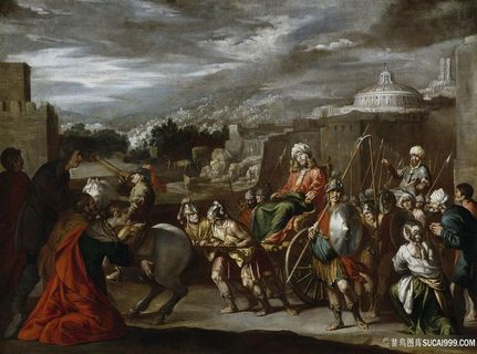 骑士将军道路油画风景画