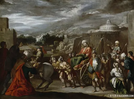 骑士将军道路油画风景画