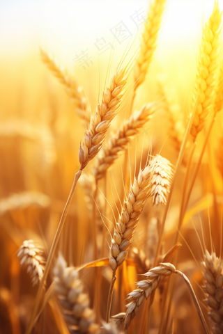 金黄小麦麦田成熟摄影图