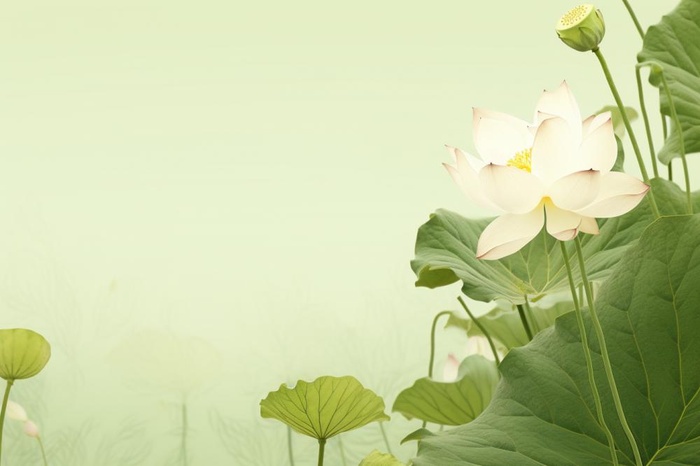 简洁淡雅荷花绿色清新背景