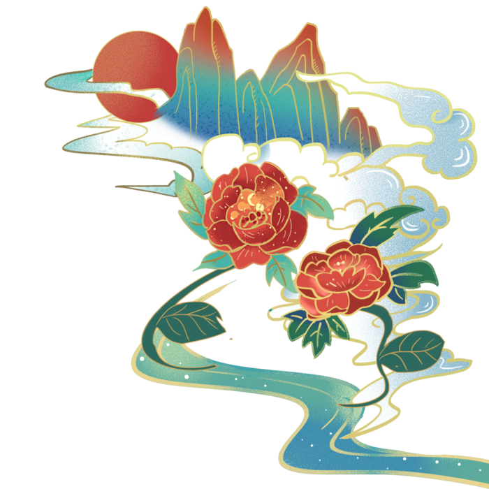 国潮仙鹤插画免扣素材设计素材