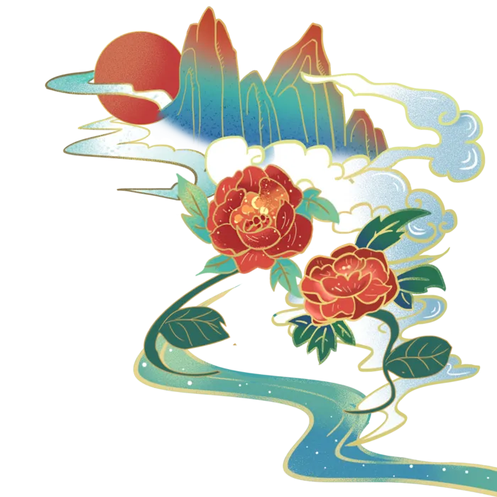 国潮仙鹤插画免扣素材设计素材