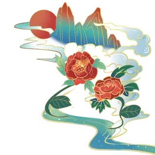 国潮仙鹤插画免扣素材设计素材