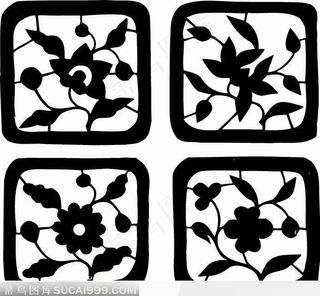 剪纸方形花纹图