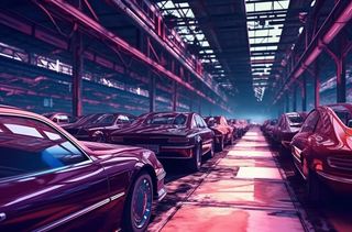 无数的汽车被生产出来汽车工厂生产线摄影图