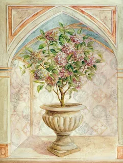 唯美盆栽树花卉油画 唯美盆栽树花卉油画