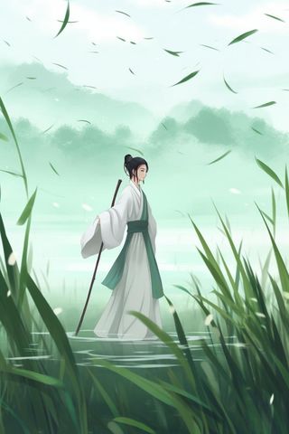 古代诗人山水背景