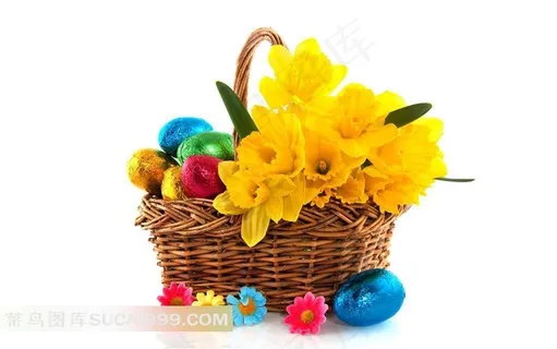 篮子鲜花彩蛋素材