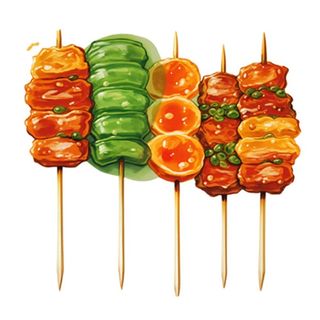 烧烤烤肉串插画免抠