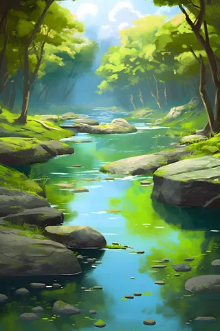 森林石头小溪背景