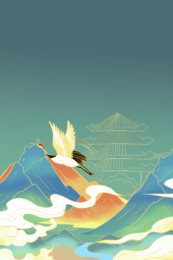 中式古典国潮来袭海报展板宣传背景图PSD设计PS模板素材