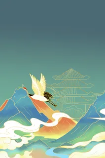 中式古典国潮来袭海报展板宣传背景图PSD设计PS模板素材