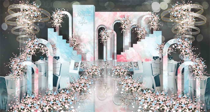 粉蓝色梦幻浪漫婚礼效果图