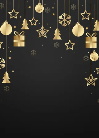 手绘圣诞节金黑色背景