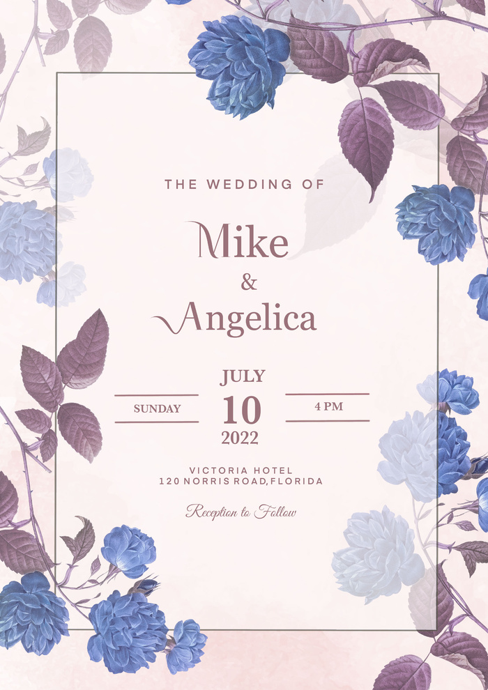 小清新水彩手绘自然植物花卉背景邀请函