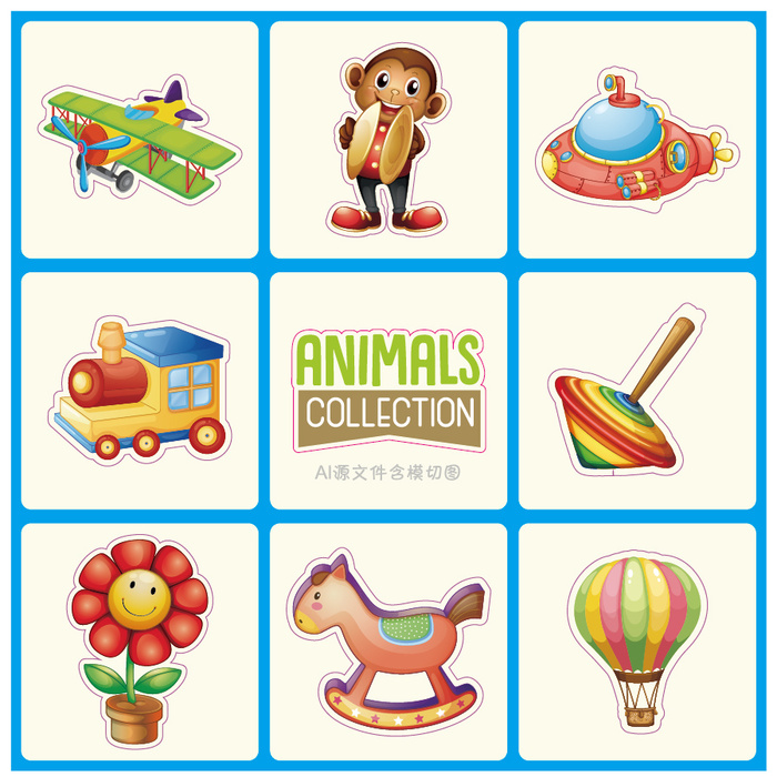 卡通动物不干胶标签贴纸