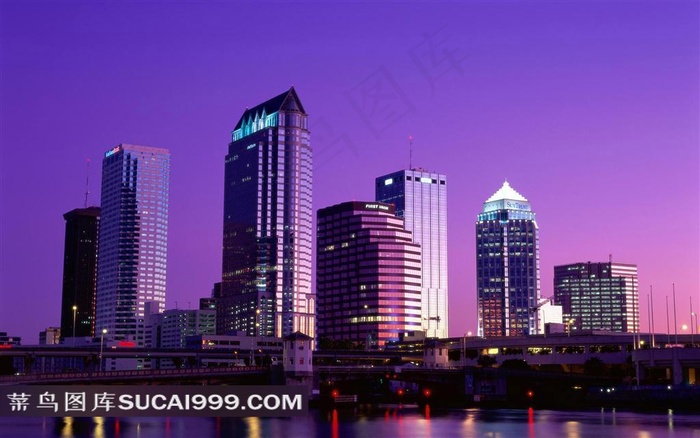 现代城市唯美夜景摄影