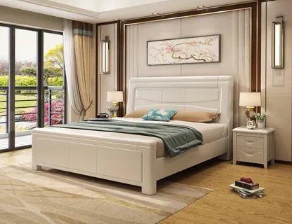 高清实木床图片