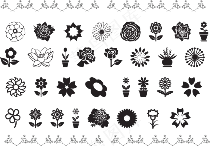 花朵, 画画, 花的, 优质的, 春ai矢量模版下载