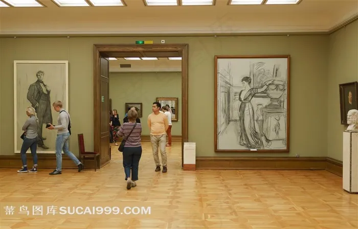 特列季雅可夫画廊展厅游客