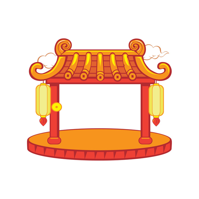 中国风复古式国潮门楼手绘城门插画牌楼建筑PSD素材png免扣图psd模版下载