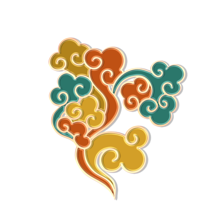 大气中国风祥云国潮风金边立体云朵剪纸创意装饰元素PNG免抠素材