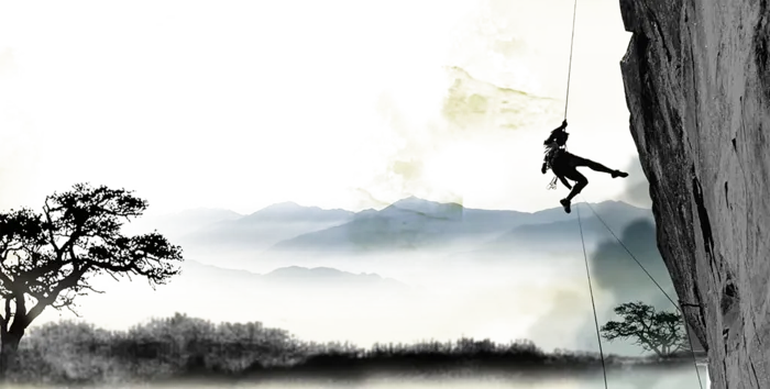 爬山简笔线条