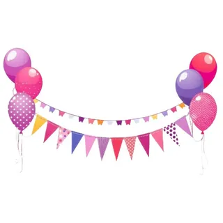 彩旗气球装饰彩色免抠