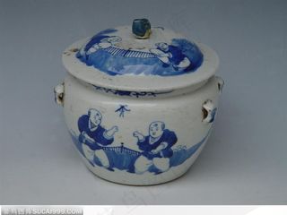 传统工艺-儿童玩耍花纹瓷罐