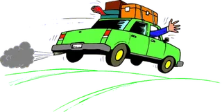 绿色车辆卡通飞跃