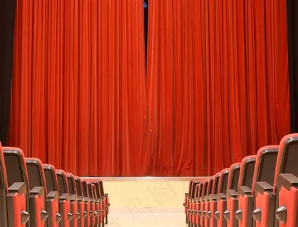 拉上幕布的精美舞台舞会高清图片