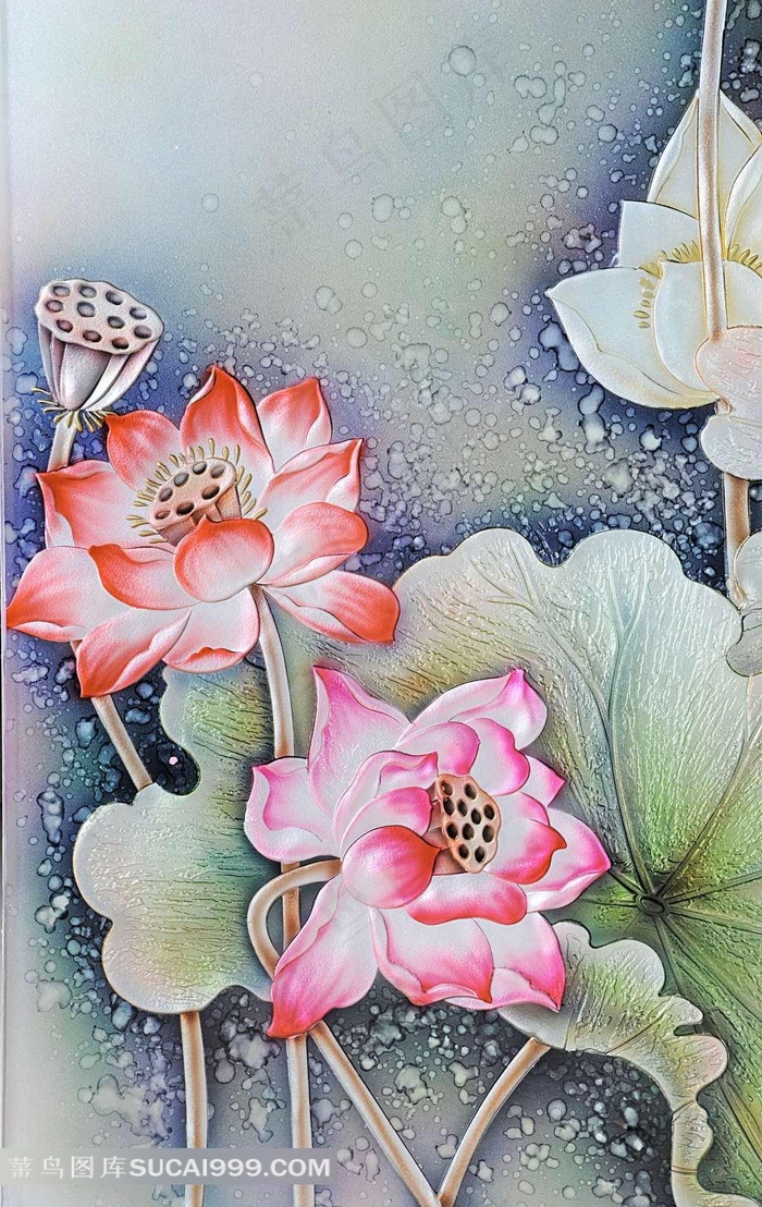 3D立体荷花背景