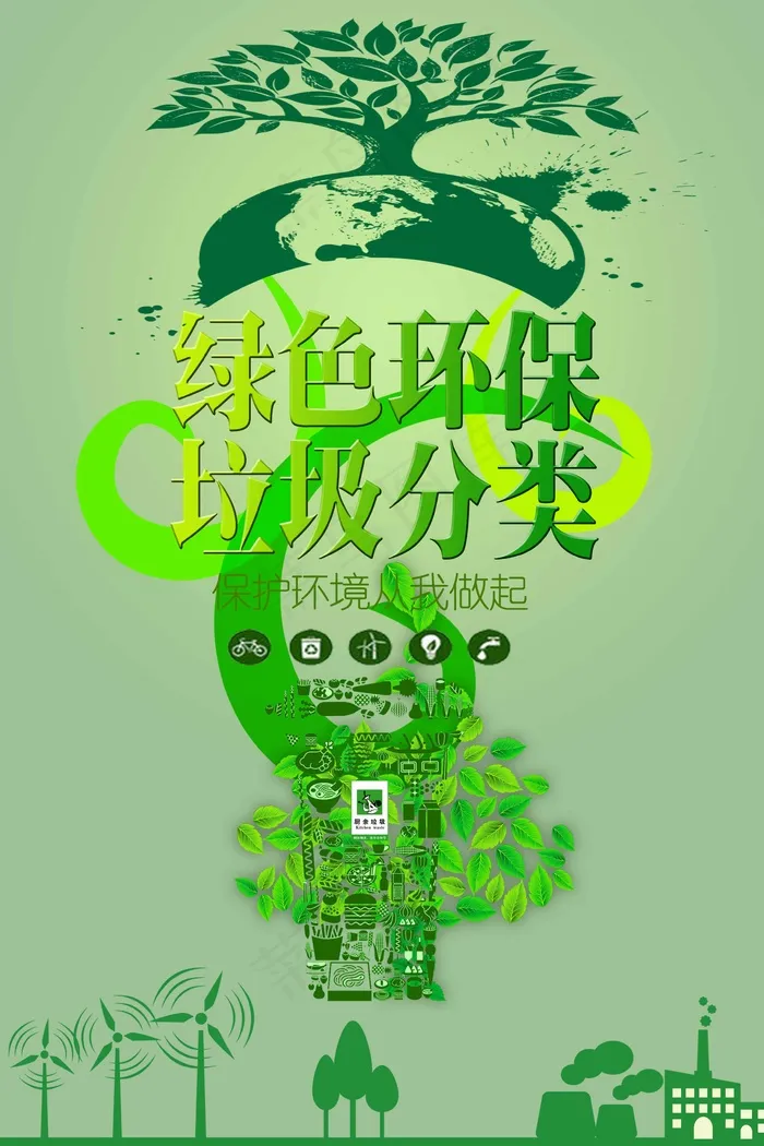 垃圾分类海报(3543x5315)psd模版下载