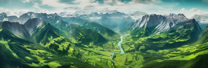 崇山峻岭巍峨的山脉全景摄影图