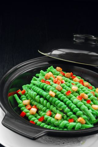 石锅煲类火锅川菜特色菜砂锅缠丝豇豆