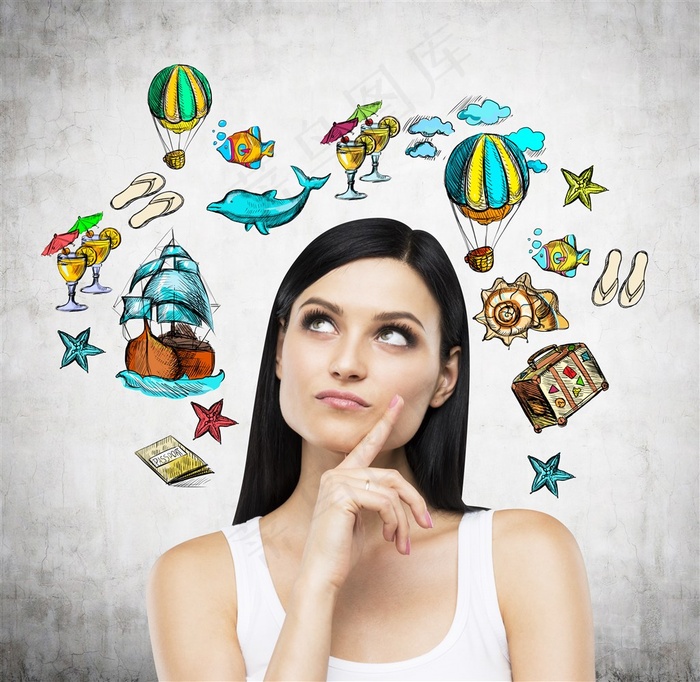 想象旅游的人物图