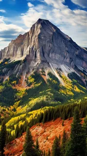 秋季高山山脉森林摄影图