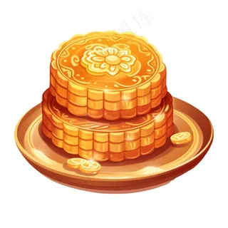 中秋月饼美食插画免抠
