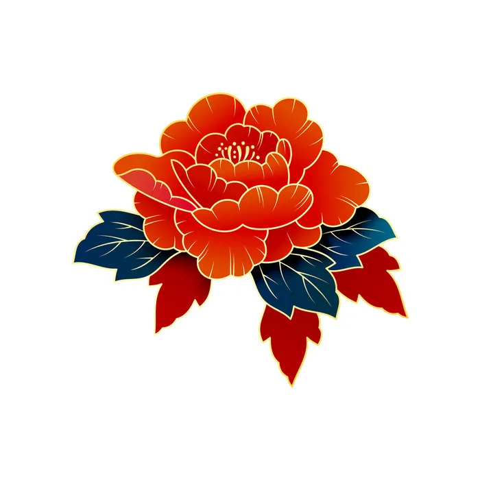 手绘国潮中国风古典牡丹花国花花卉装饰图案PSD设计素材psd模版下载