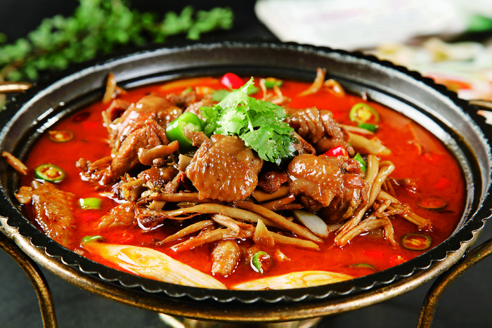 干锅美食焖锅湘菜麻辣香辣纸锅干锅茶树菇柴鸡