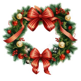 圣诞花环圣诞装饰元素插画免抠