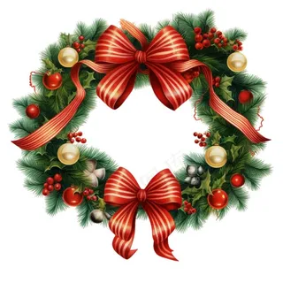 圣诞花环圣诞装饰元素插画免抠