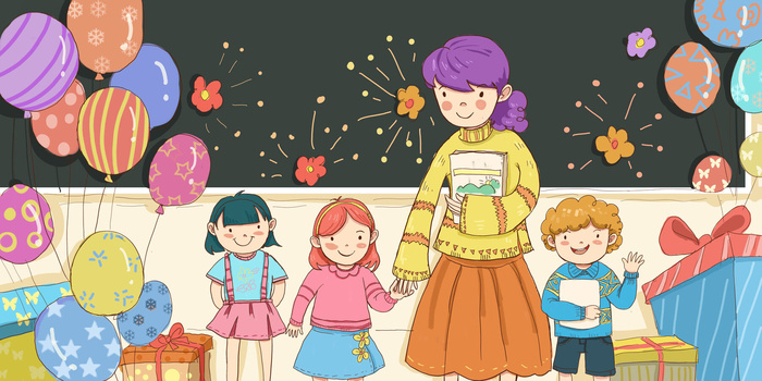 教室里的儿童老师节日PSD素材