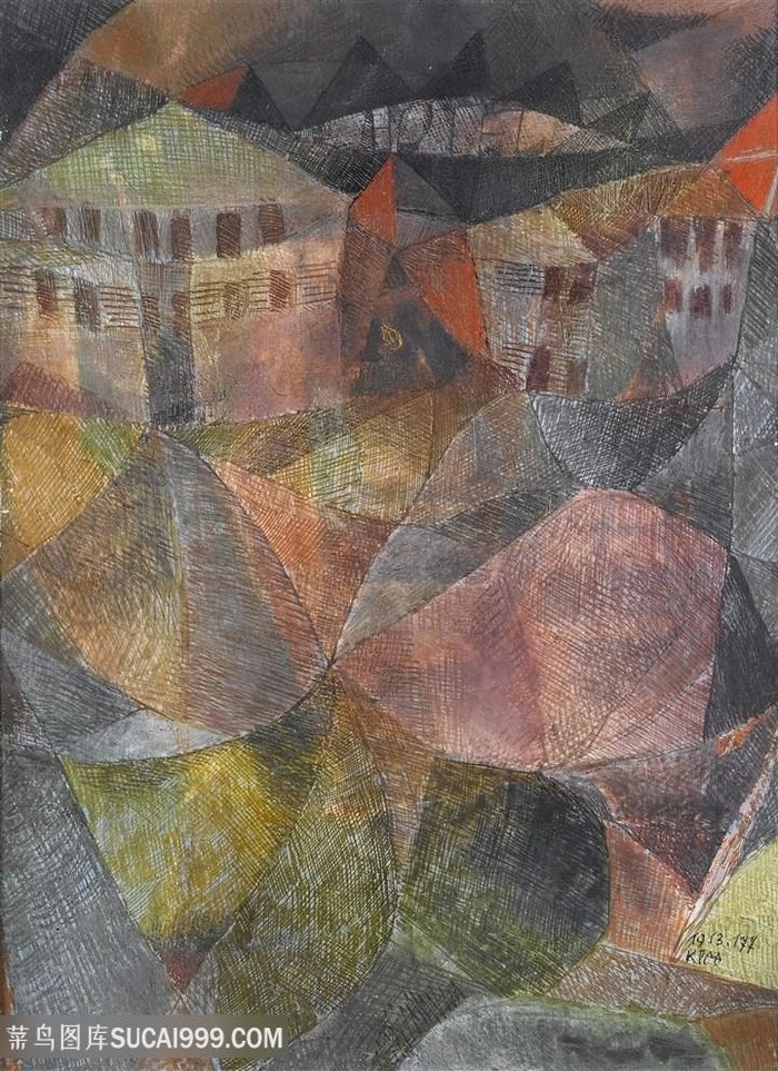 保罗克利抽象水彩建筑艺术装饰画