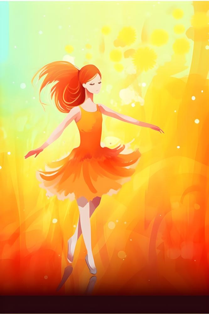 花丛中跳舞的女孩色彩插画背景